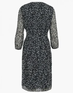 Robe plissée fleurs noir