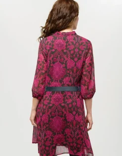 Robe voile motif fuchsia