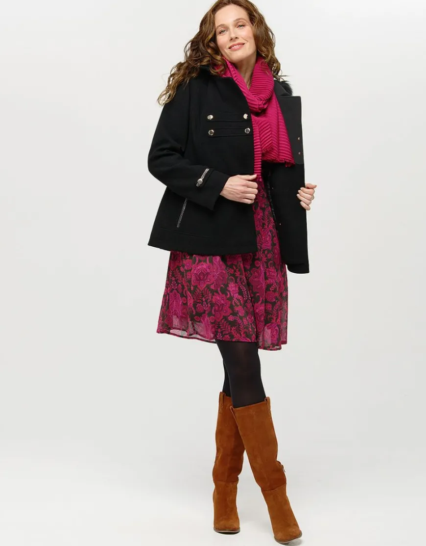 Robe voile motif fuchsia