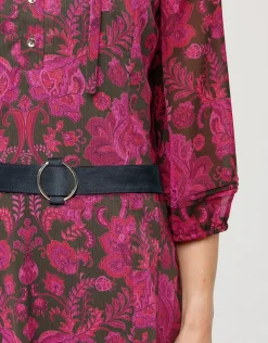 Robe voile motif fuchsia