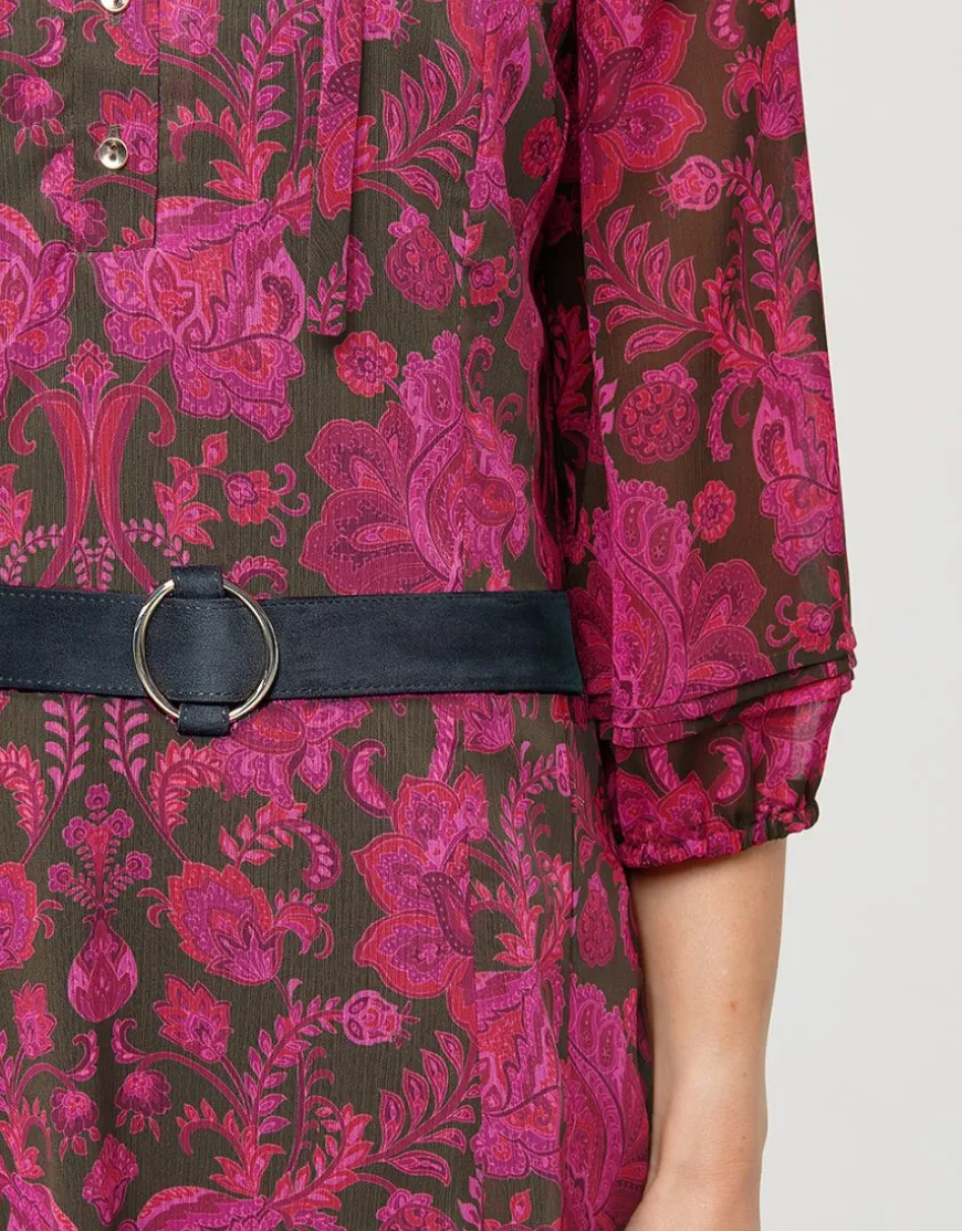 Robe voile motif fuchsia