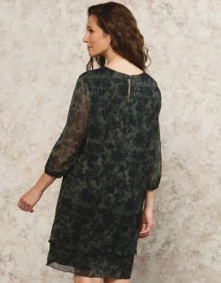 Robe voile motif kaki