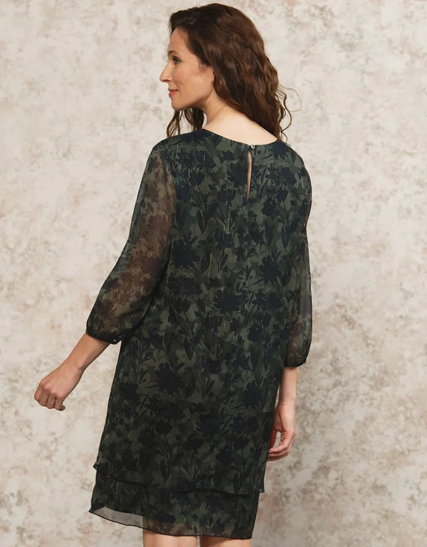 Robe voile motif kaki