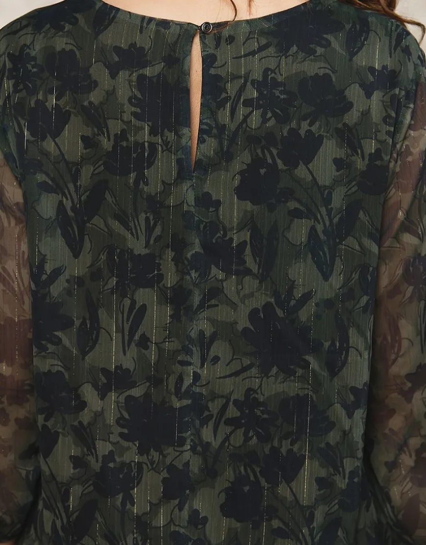 Robe voile motif kaki