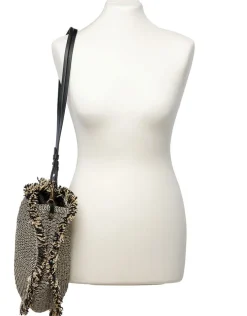 Sac rond paille noir