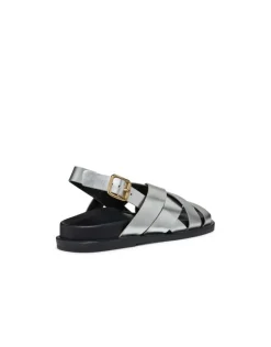 Sandale plate cuir argent GEOX