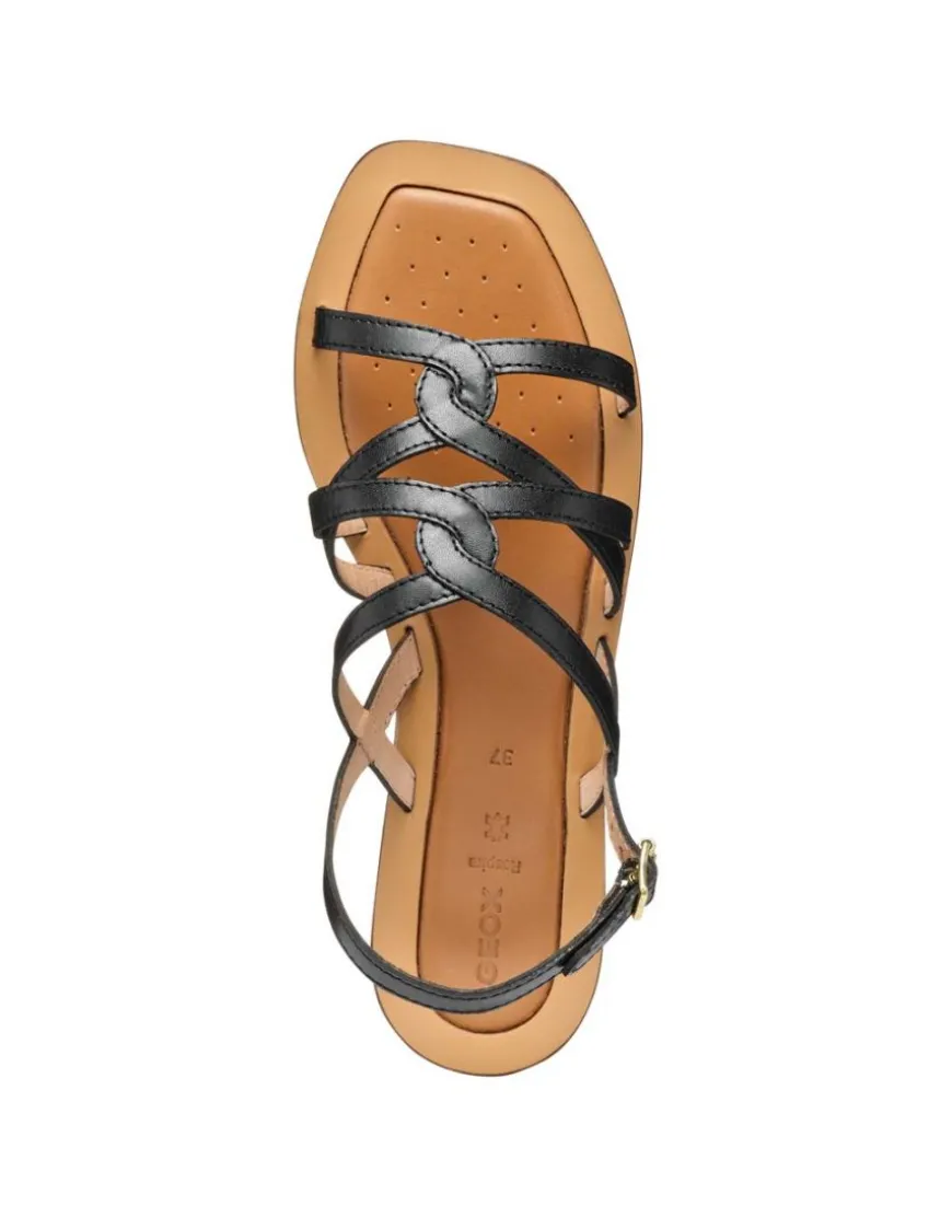 Sandale plate cuir noir GEOX