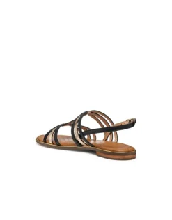Sandale plate noir cuir GEOX