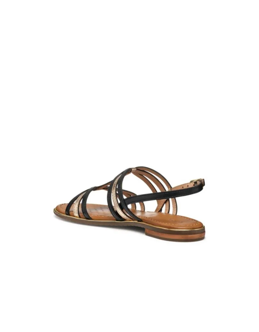 Sandale plate noir cuir GEOX
