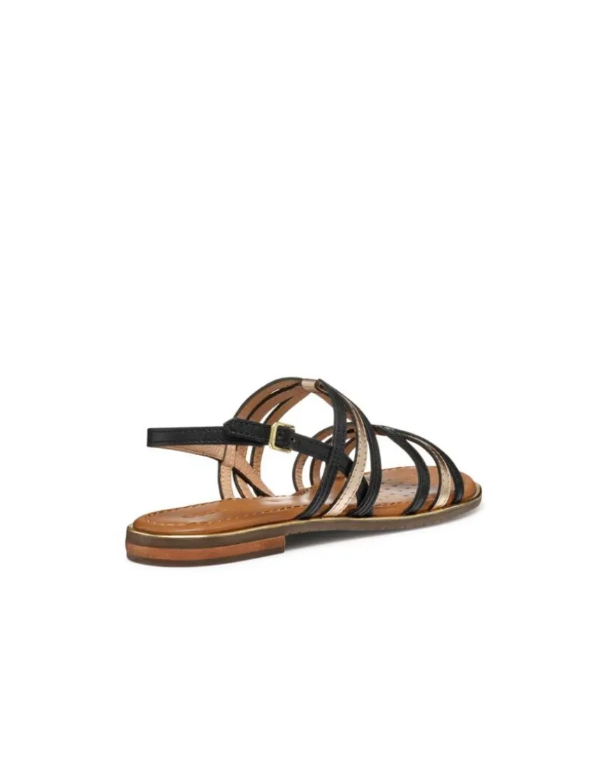 Sandale plate noir cuir GEOX