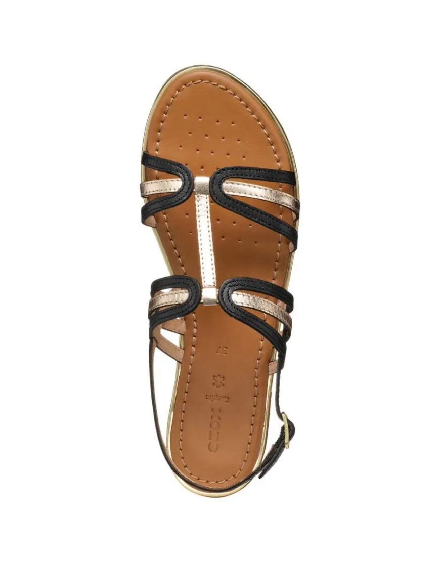 Sandale plate noir cuir GEOX