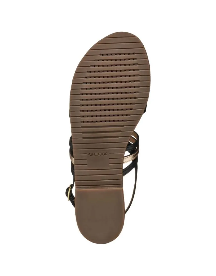 Sandale plate noir cuir GEOX