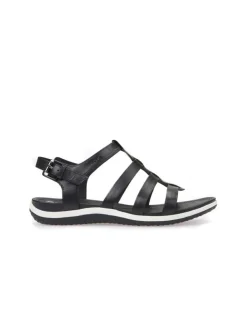 Sandales cuir lisse noir GEOX