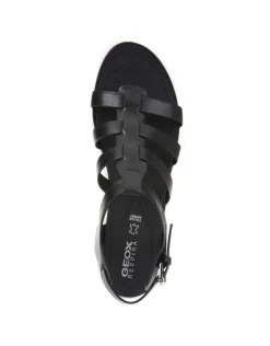 Sandales cuir lisse noir GEOX
