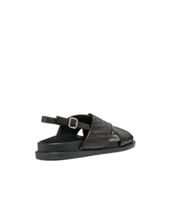 Sandales plates cuir noir GEOX