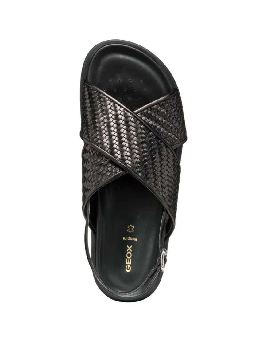 Sandales plates cuir noir GEOX