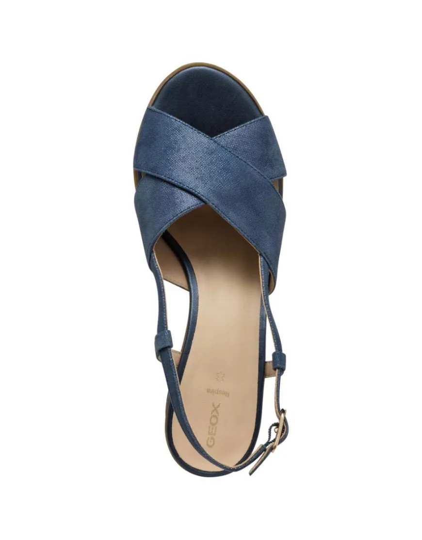 Sandales talon cuir bleu GEOX