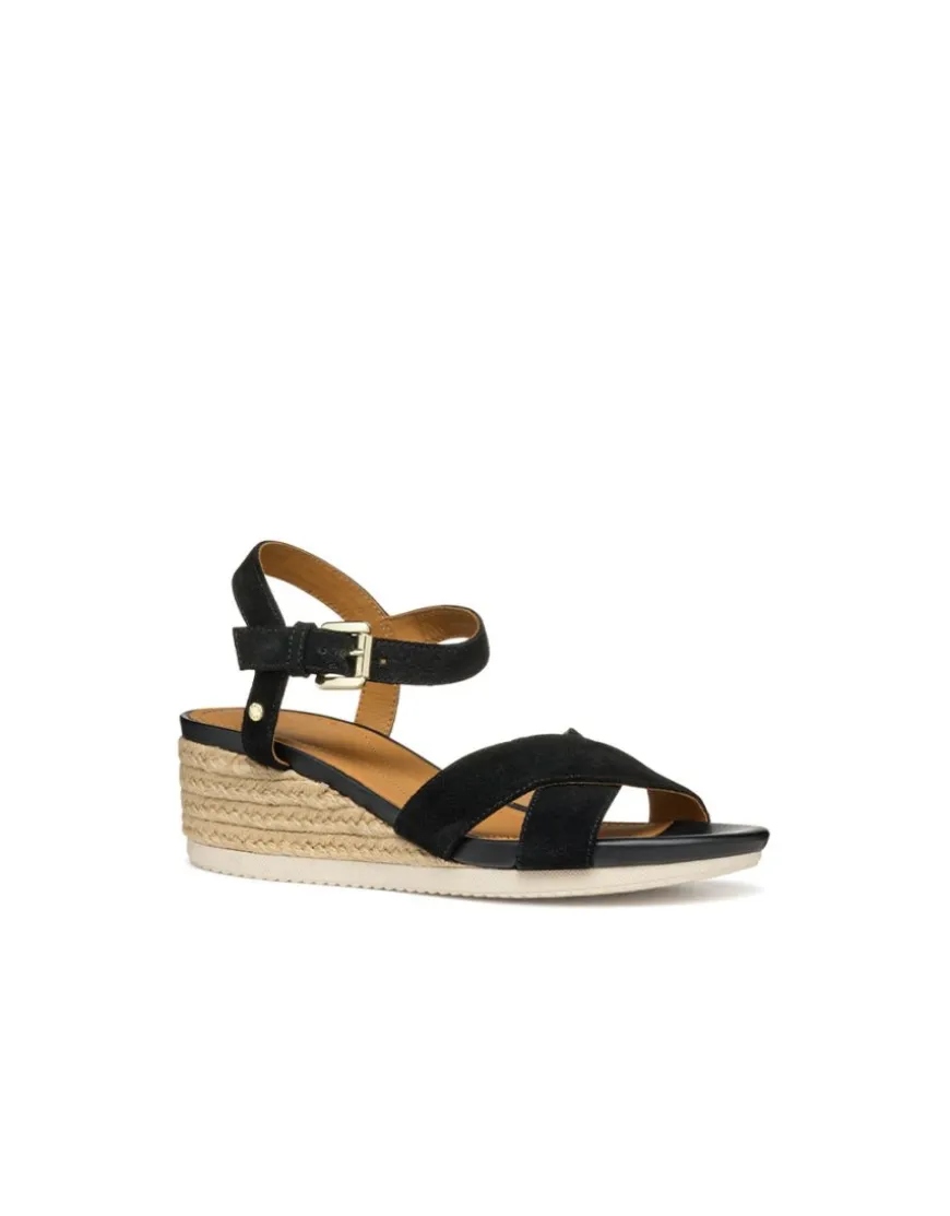 Sandales talon cuir noir GEOX