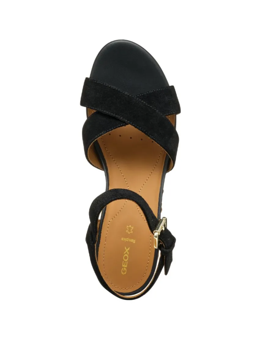 Sandales talon cuir noir GEOX