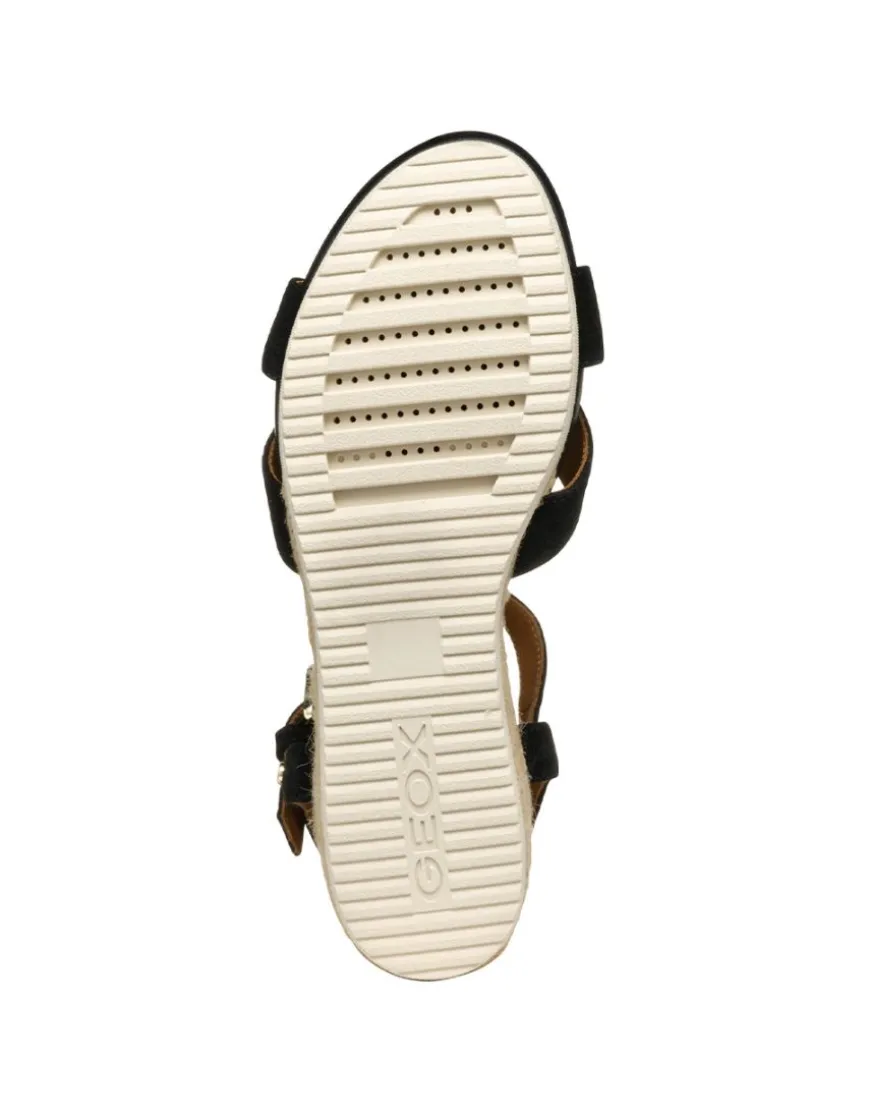 Sandales talon cuir noir GEOX