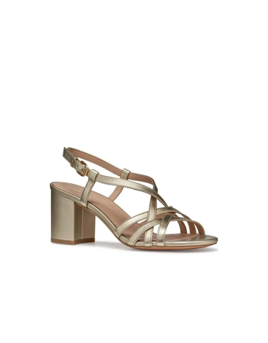 Sandales talon cuir or GEOX