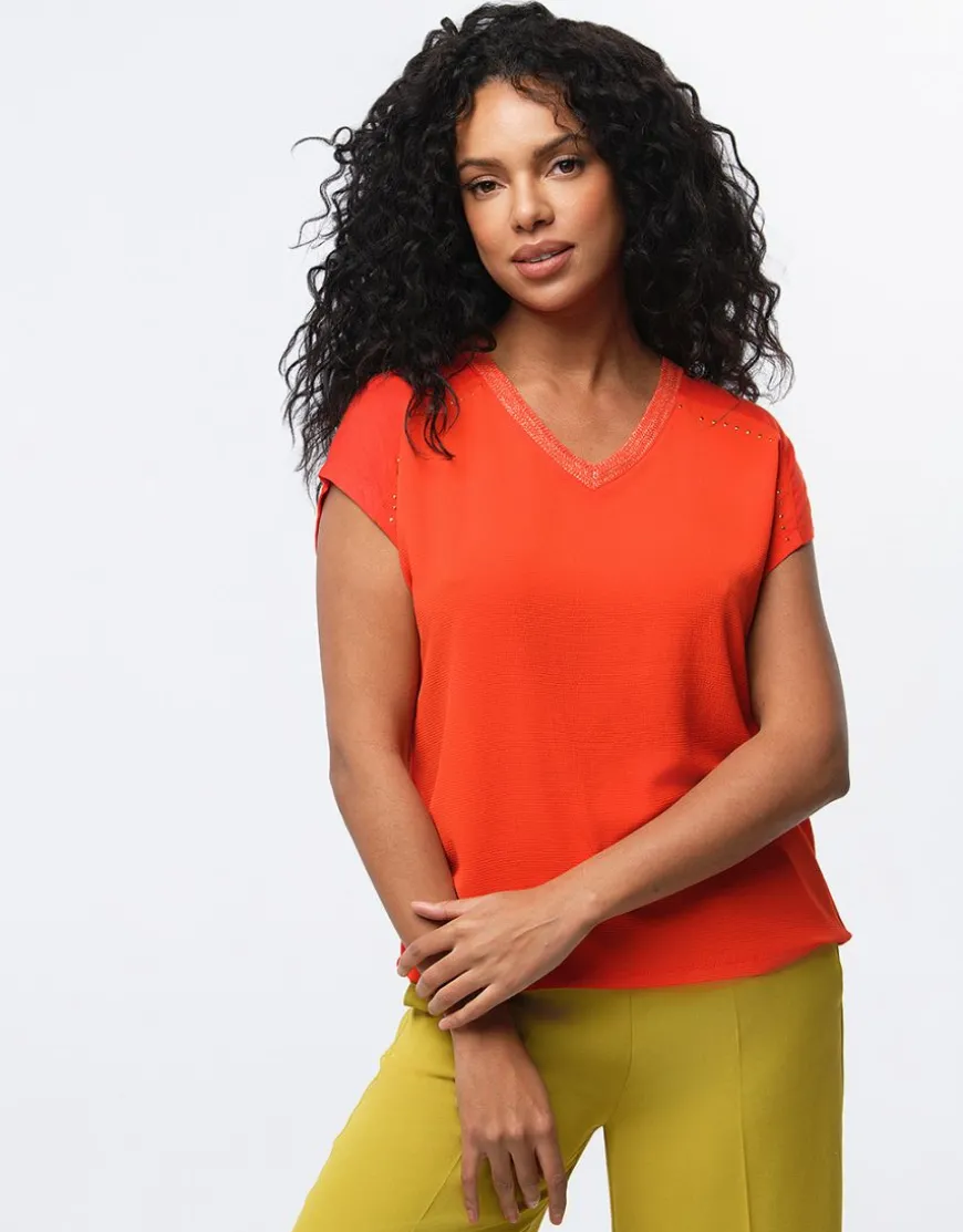 T-shirt bi-matière orange