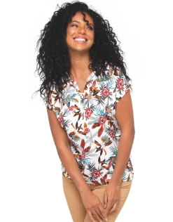 T-shirt blanc fleuri