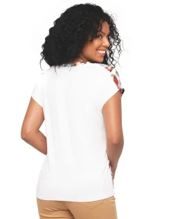 T-shirt blanc fleuri
