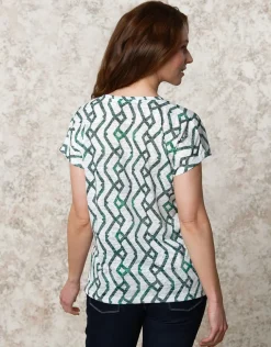 T-shirt blanc motif vert