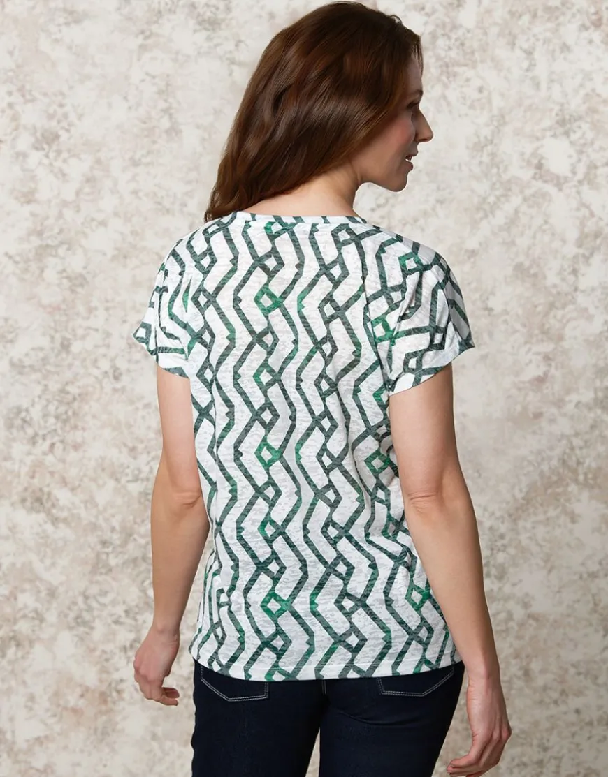 T-shirt blanc motif vert