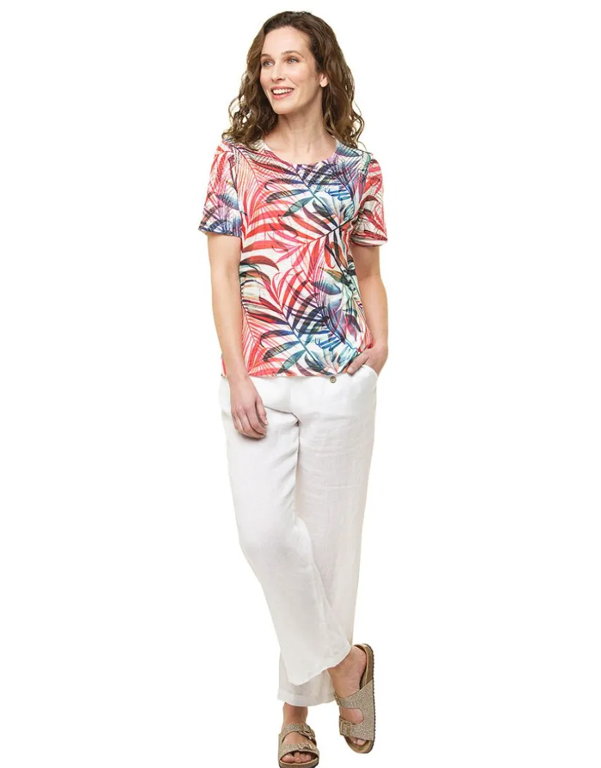 T-shirt blanc palmiers