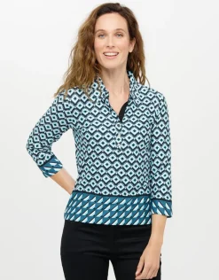 T-shirt col chemise bleu
