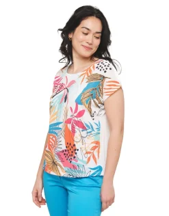 T-shirt écru floral