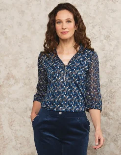 T-shirt voile bleu motif