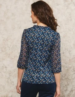 T-shirt voile bleu motif