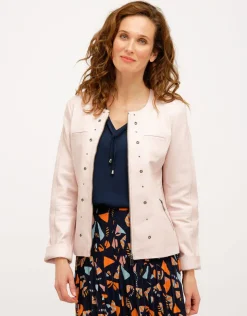 Veste 100% cuir rose pale