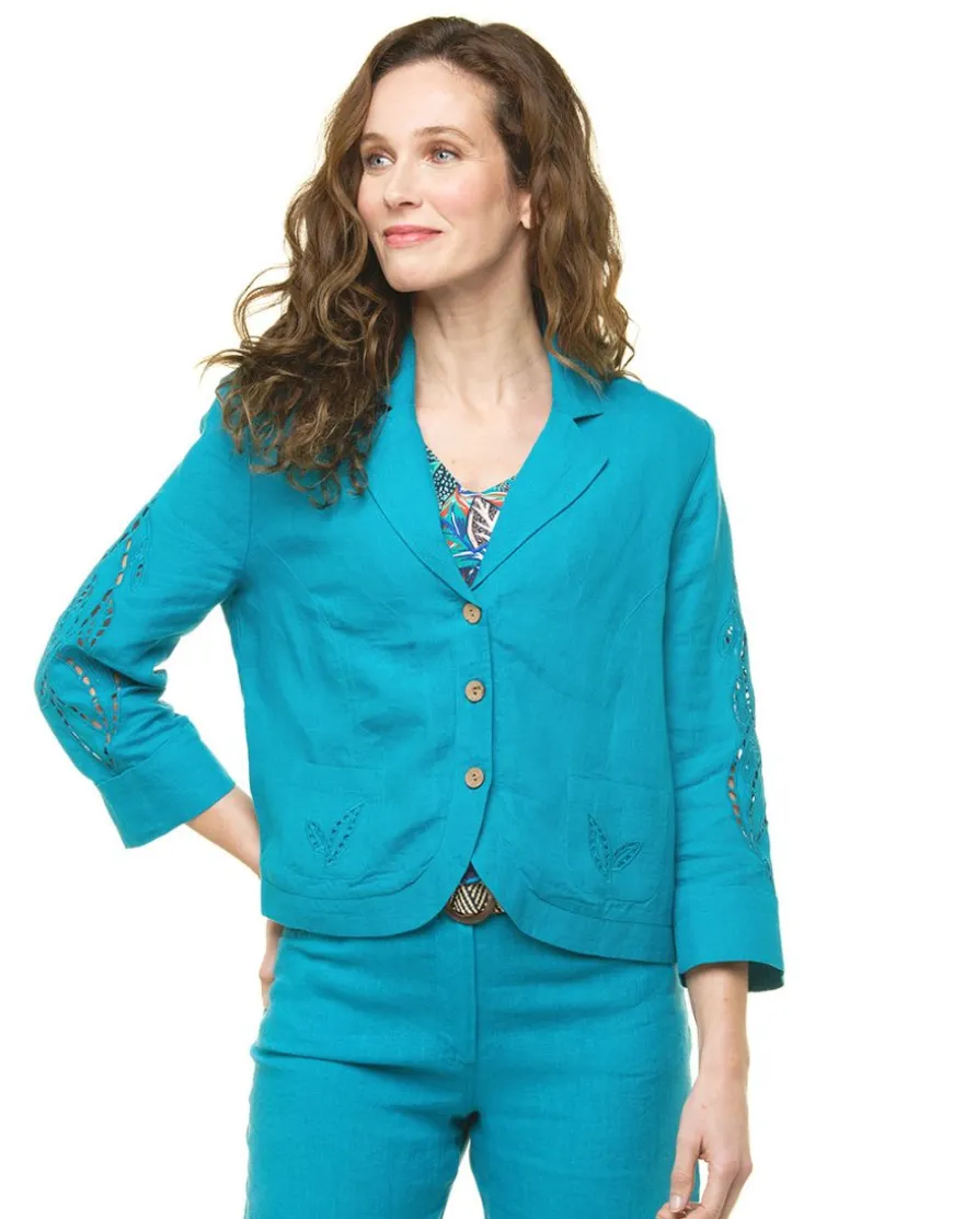 Veste 100% lin bleu