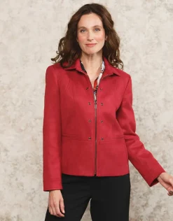 Veste aspect daim rouge