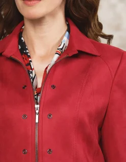 Veste aspect daim rouge