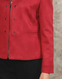 Veste aspect daim rouge