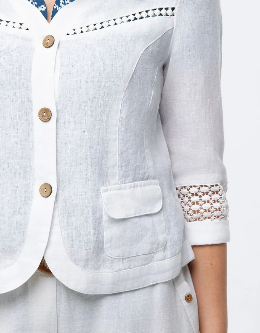 Veste chic lin blanc